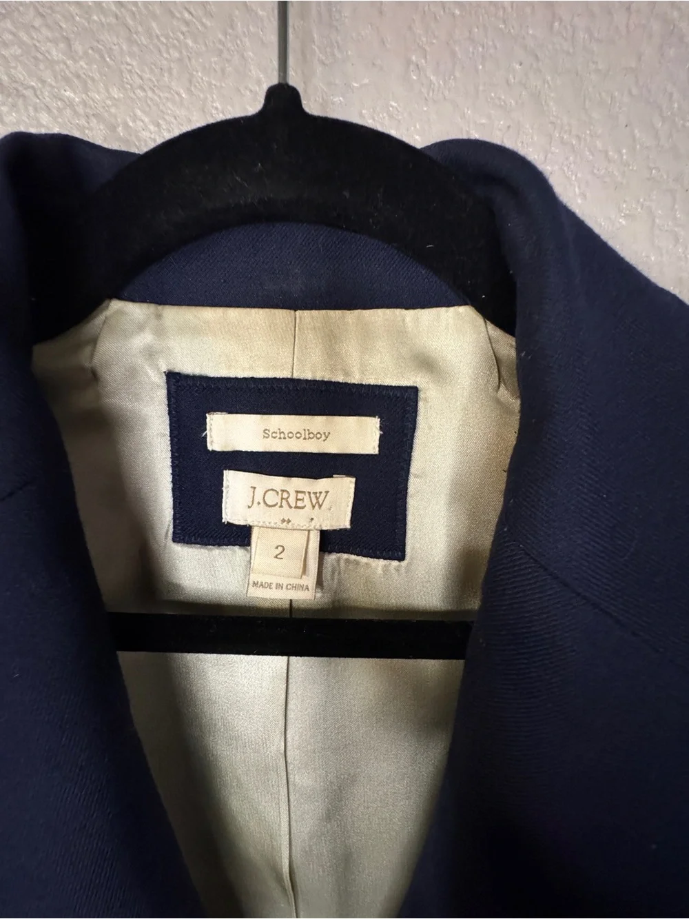 J.Crew Schoolboy Navy Wool Blend Gold Button Blazer Size 2 Preppy Academia